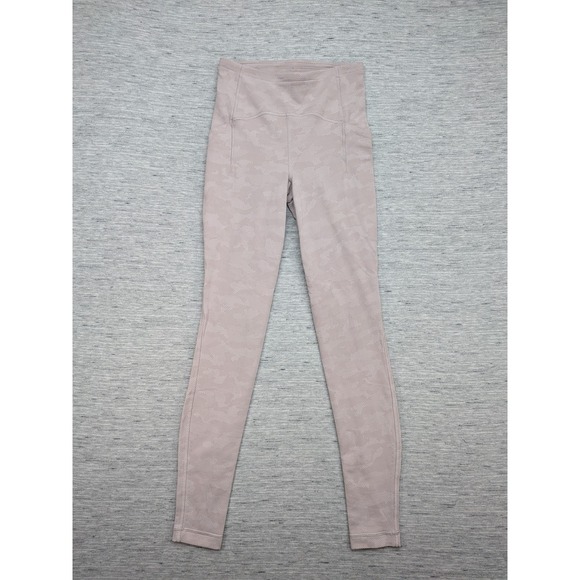 Lululemon Pants Womens 4 Pink Camo Wunder Under High Rise Yoga‎ Leggings Gym - Picture 1 of 8